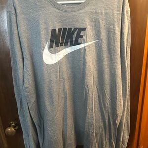 Nike Gray Long Sleeve Tee with Iconic Swoosh
